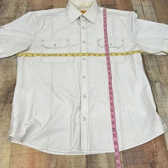 Enzo Denim Button Down Short Sleeve Shirt Men’s Sz L - Picture 4 of 10